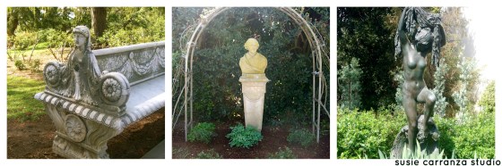 beautiful sculptural pieces (middle is from Shakespeare's garden)...