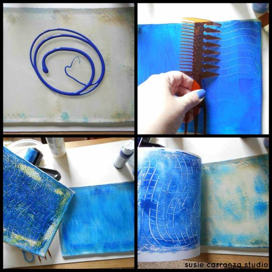 99¢ Store comb on Gelli plate