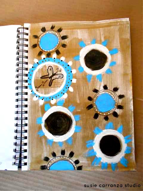 turquoise black circles on gold