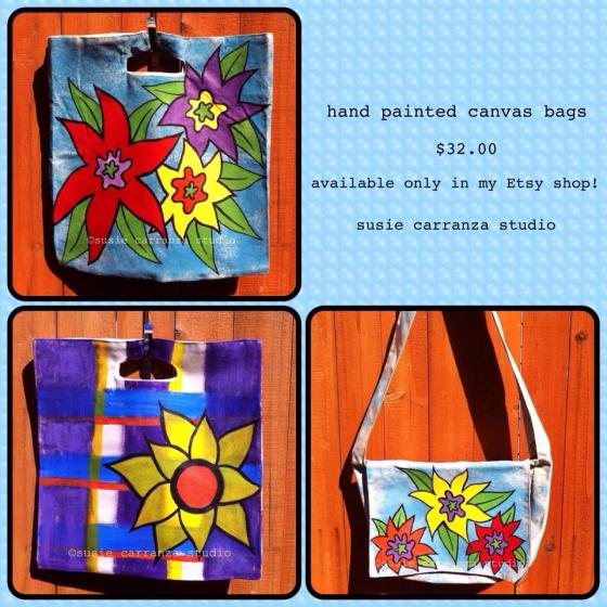 hand painted bags/text