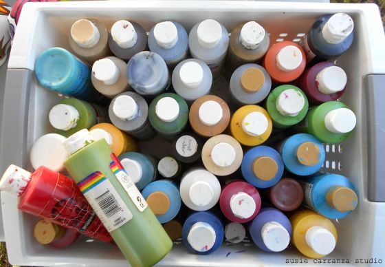 acrylic paints in box