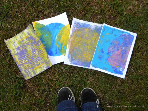 first round gelli prints
