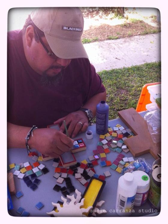 lawrence creating mosaic crosses