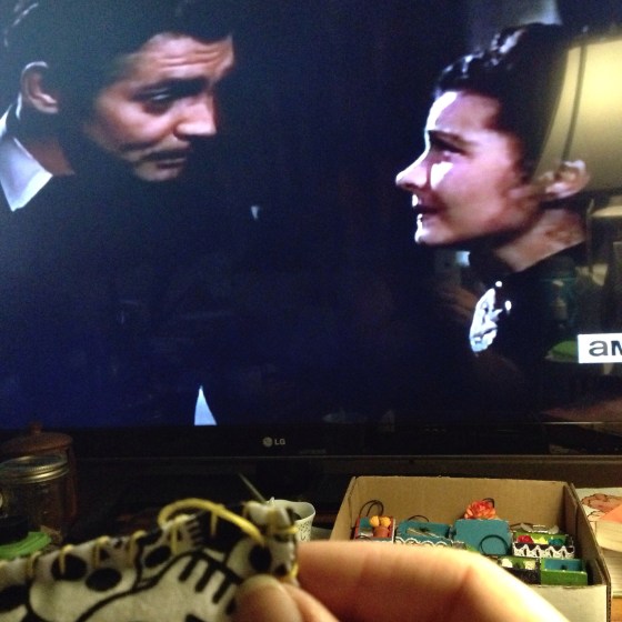 doing some hand stitching while watching Gone With the Wind...