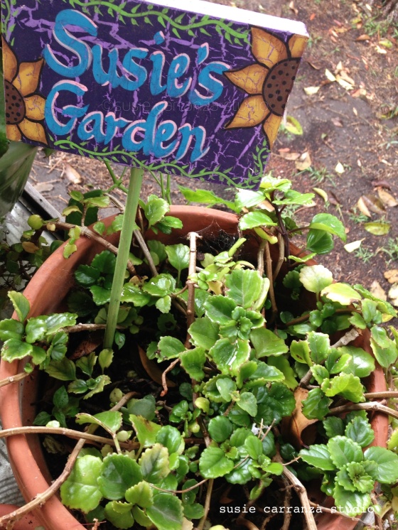 Susie's Garden sign, made by my best friend Annette...