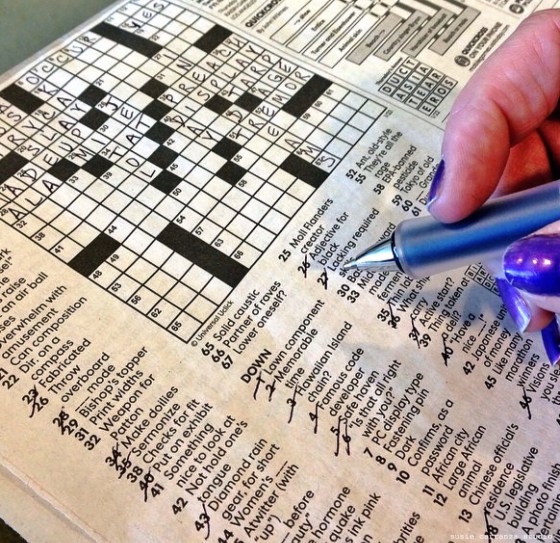 Keeping busy in the waiting room while she undergoes hip surgery...