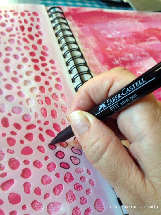 adding black with my Faber-Castell PITT artist pen (love!)...