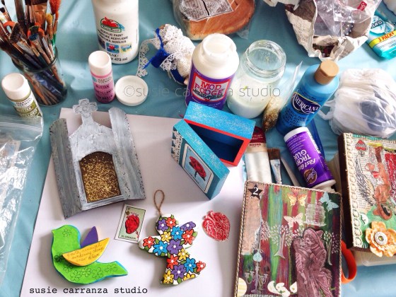 my work space today - colorful & busy!