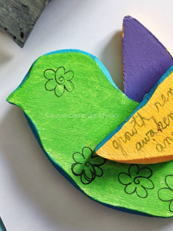 working on Spring inspired items, like this wood bird...