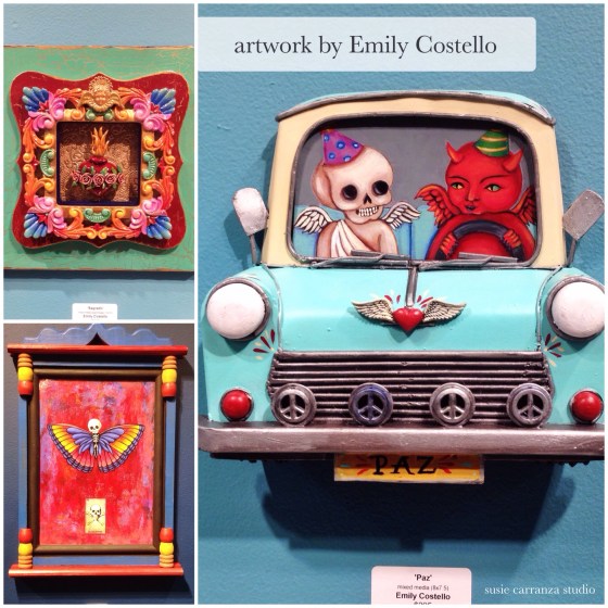 painting, mixed media, assemblage art pieces by Emily Costello