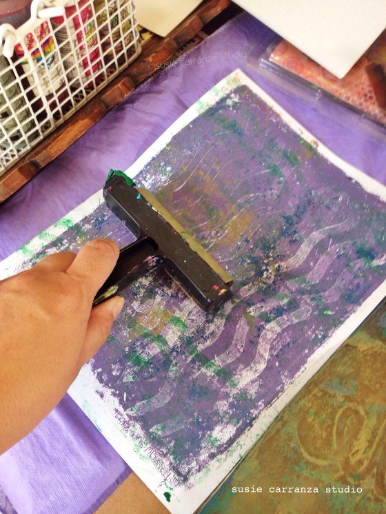 keep scrap paper handy to clean off Gelli Plate and brayer...