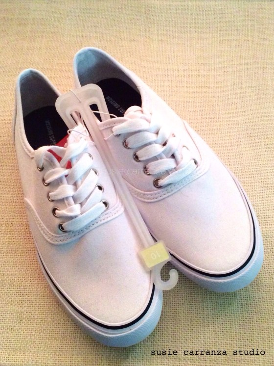 My blank canvas: a white pair of canvas shoes from Target...