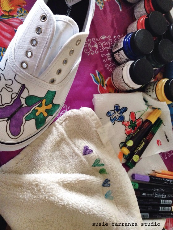 I used Crafty Chica Fabric Inks for the flowers...