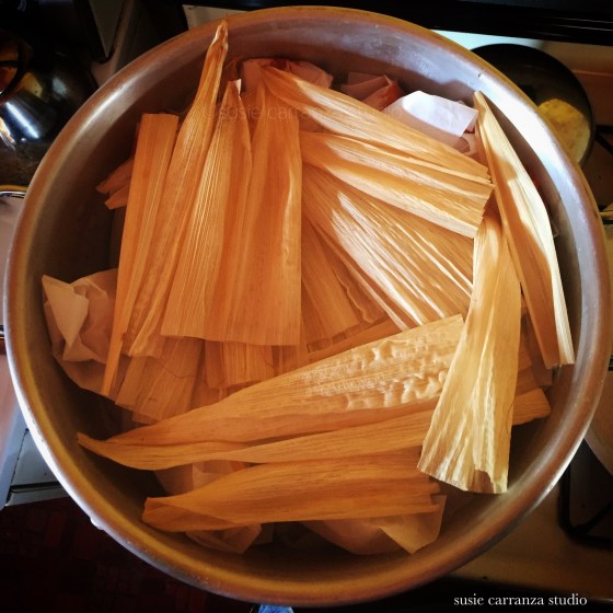 Tamales cooking for Christmas Eve dinner