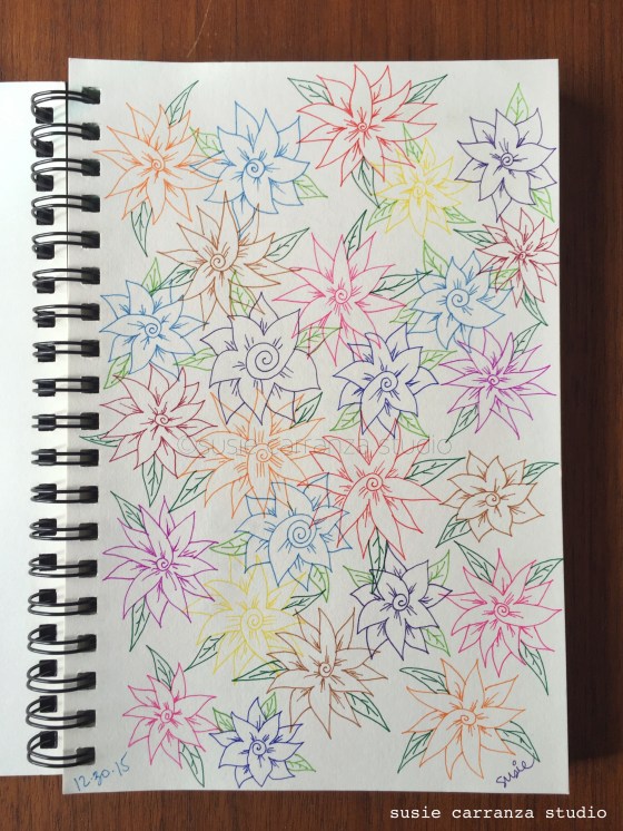 Flowers drawn with Staedtler fineliner pens - susie carranza studio