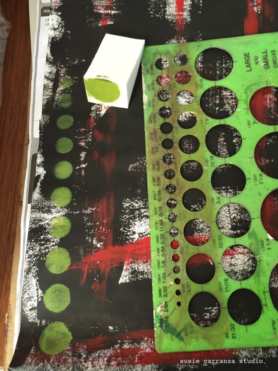 adding a bright green with cosmetic sponge was first step to brightening things up...