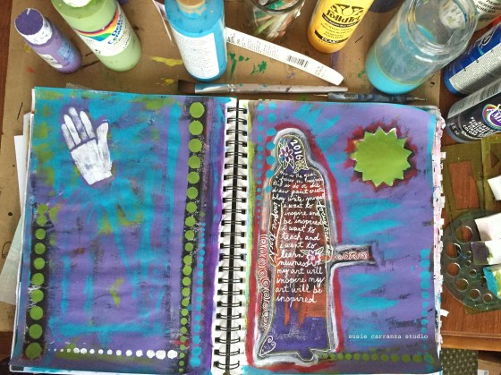 turquoise, purple, and green lightened up the background...