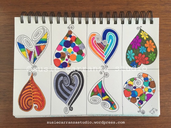 Small heart drawings - susie carranza studio